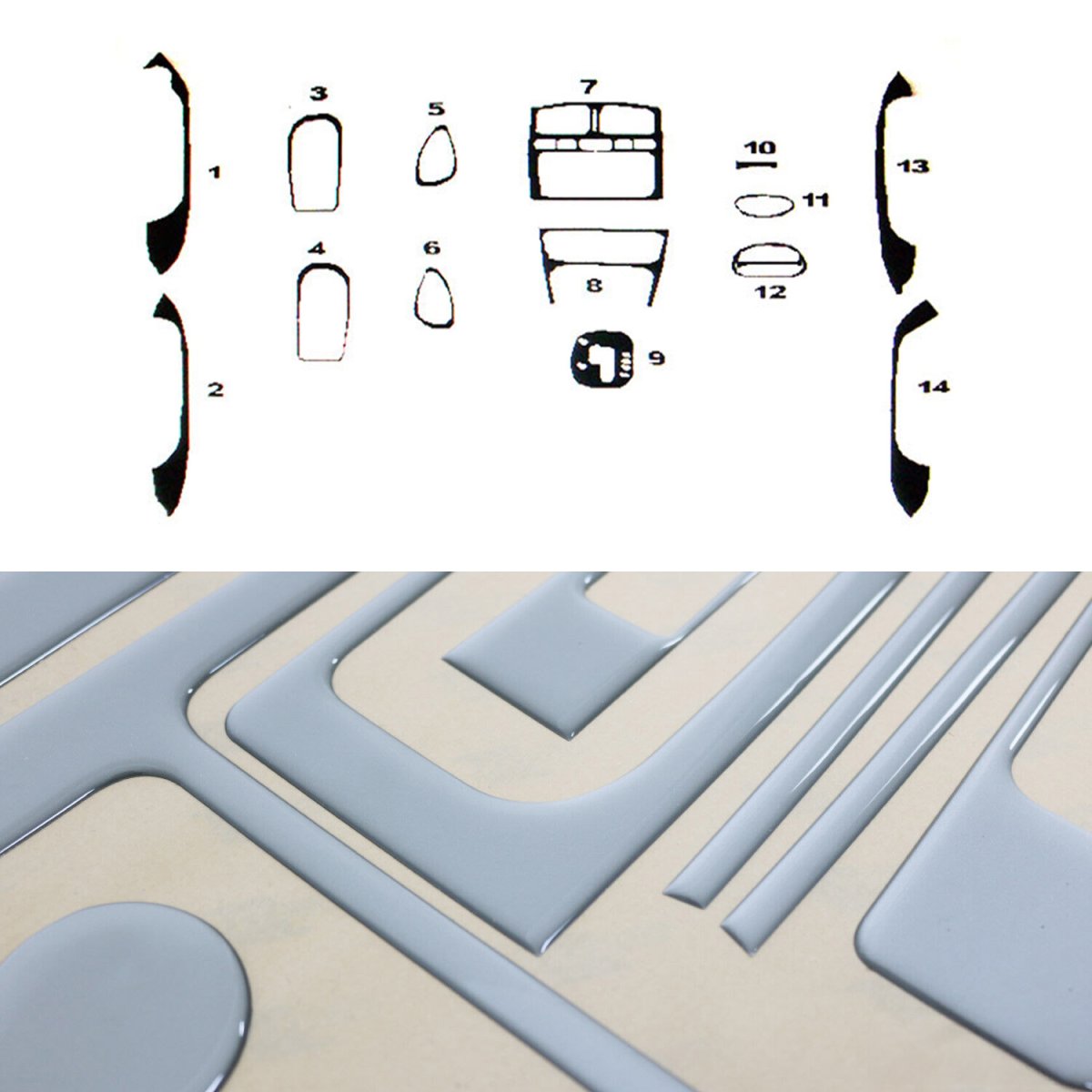 Hyundai Santa Fe Dashboard Kit - Omac - 14 Pcs. (Alu.) - '01-'06